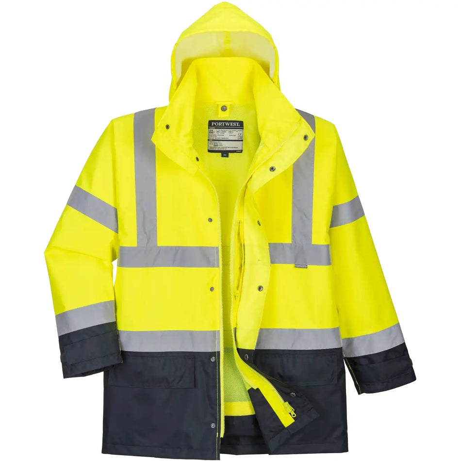 Portwest S768 Hi-Vis 5-in-1 Contrast Executive Jacket Yellow/Navy