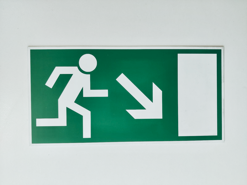 Sign Escape Route Downwards to the Right