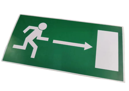 Sign E01R Escape Route Right 300 x 150 mm