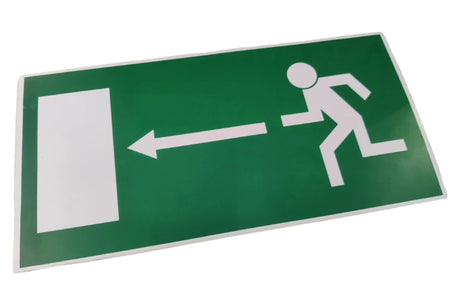 Sign E01L Escape Route Left 300 x 150 mm