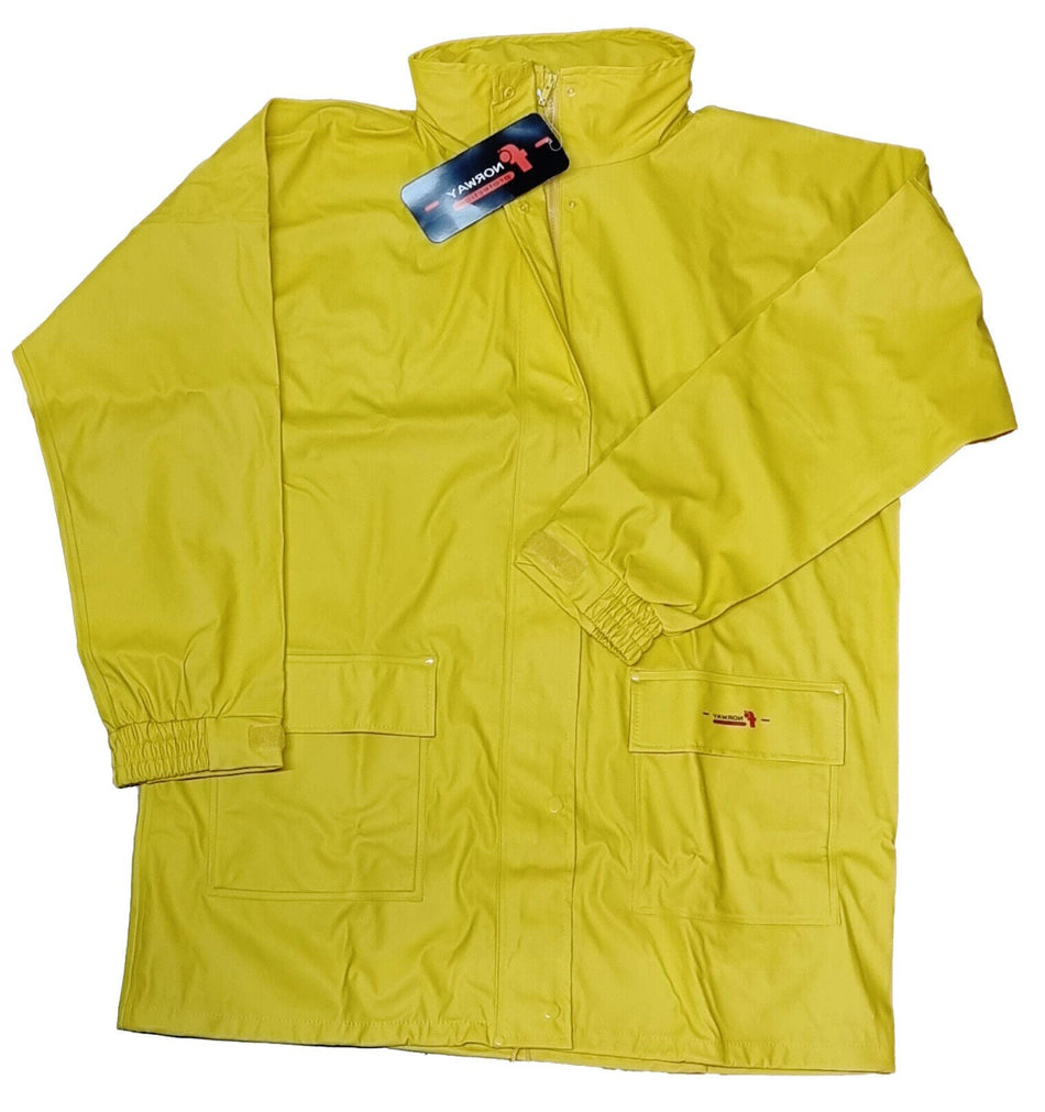Norway PU rain protection jacket with hood, yellow size 50/52 L